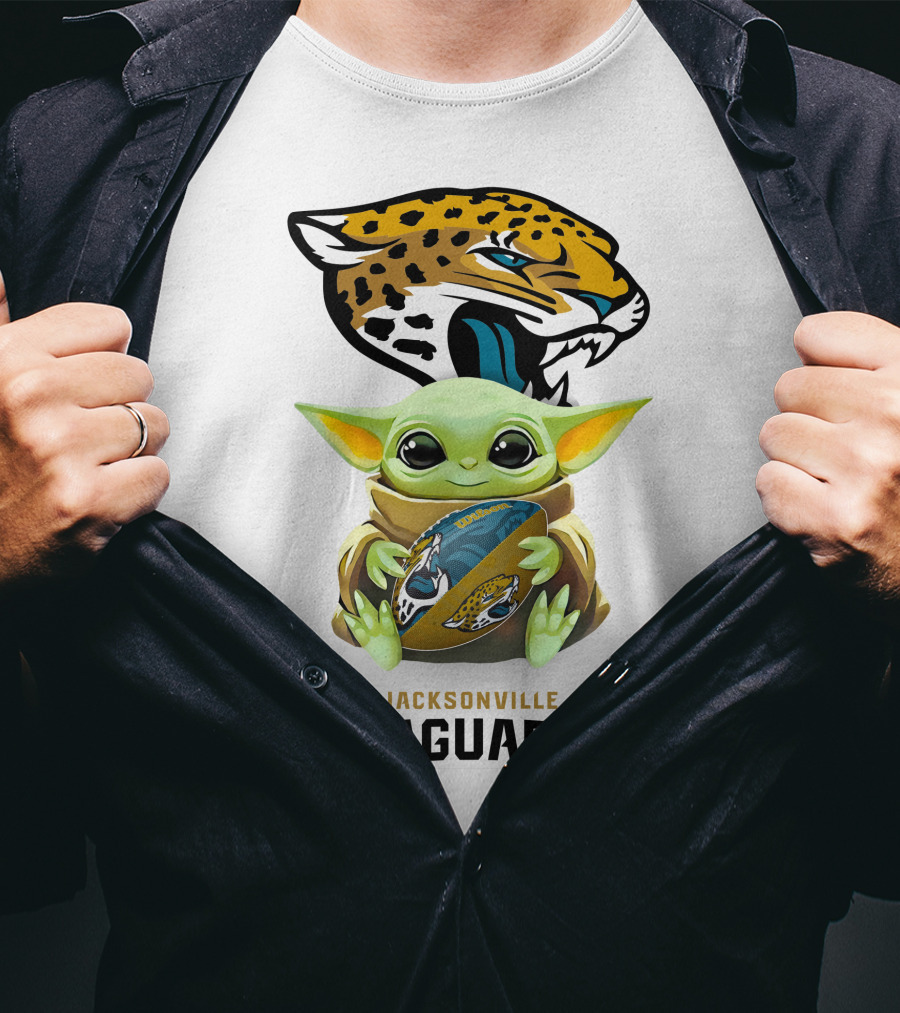 Baby Yoda Holding Jacksonville Jaguars Football Tailgate Fan Gear T-Shirt