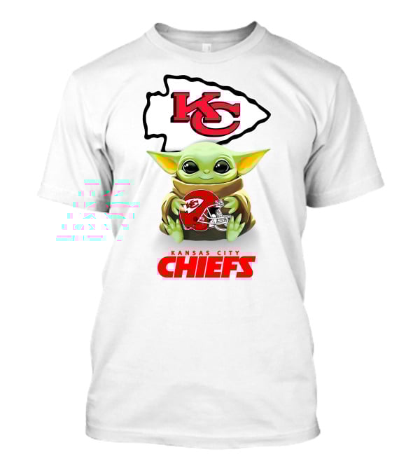 Baby Yoda Kansas City Chiefs Kc Helmet Hug T-Shirt