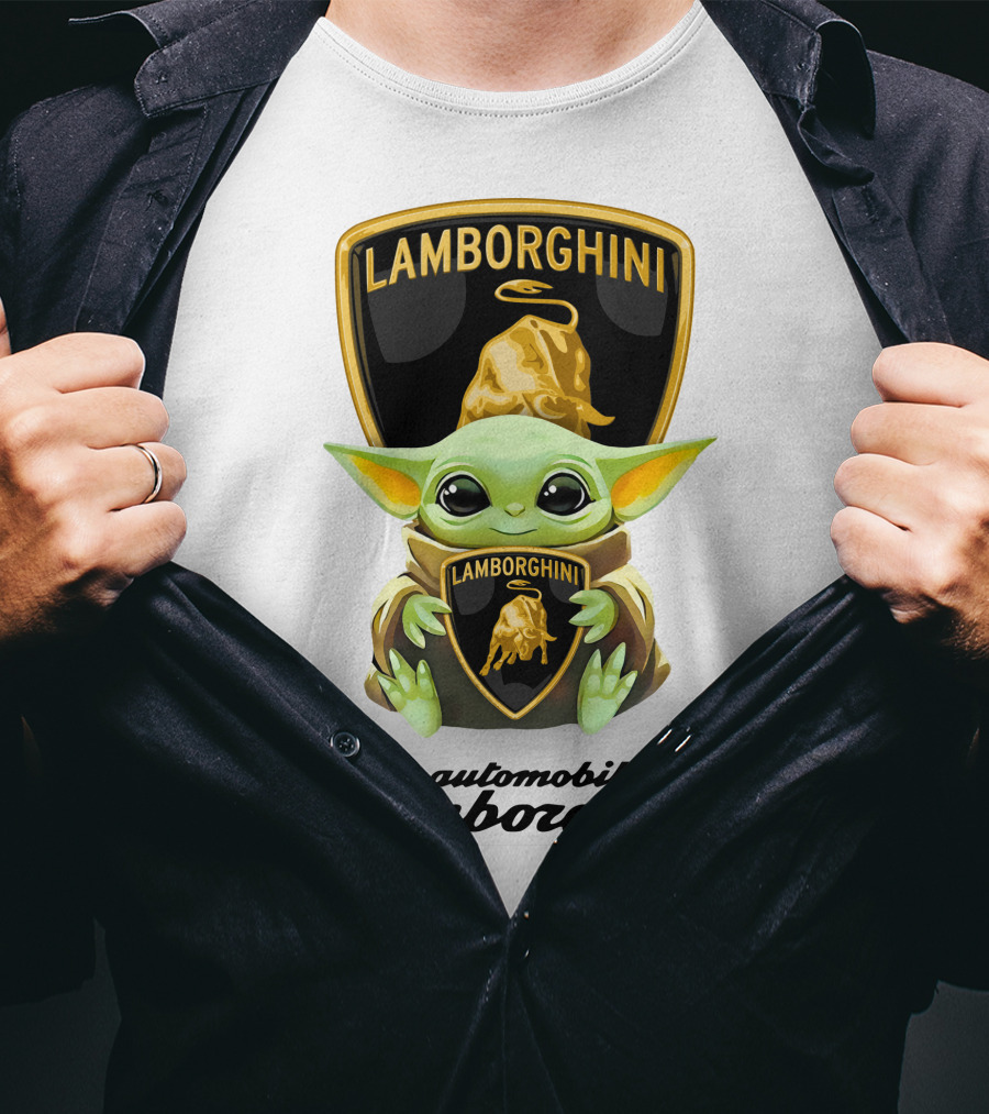 Baby Yoda Hugging Automobili Lamborghini T-Shirt