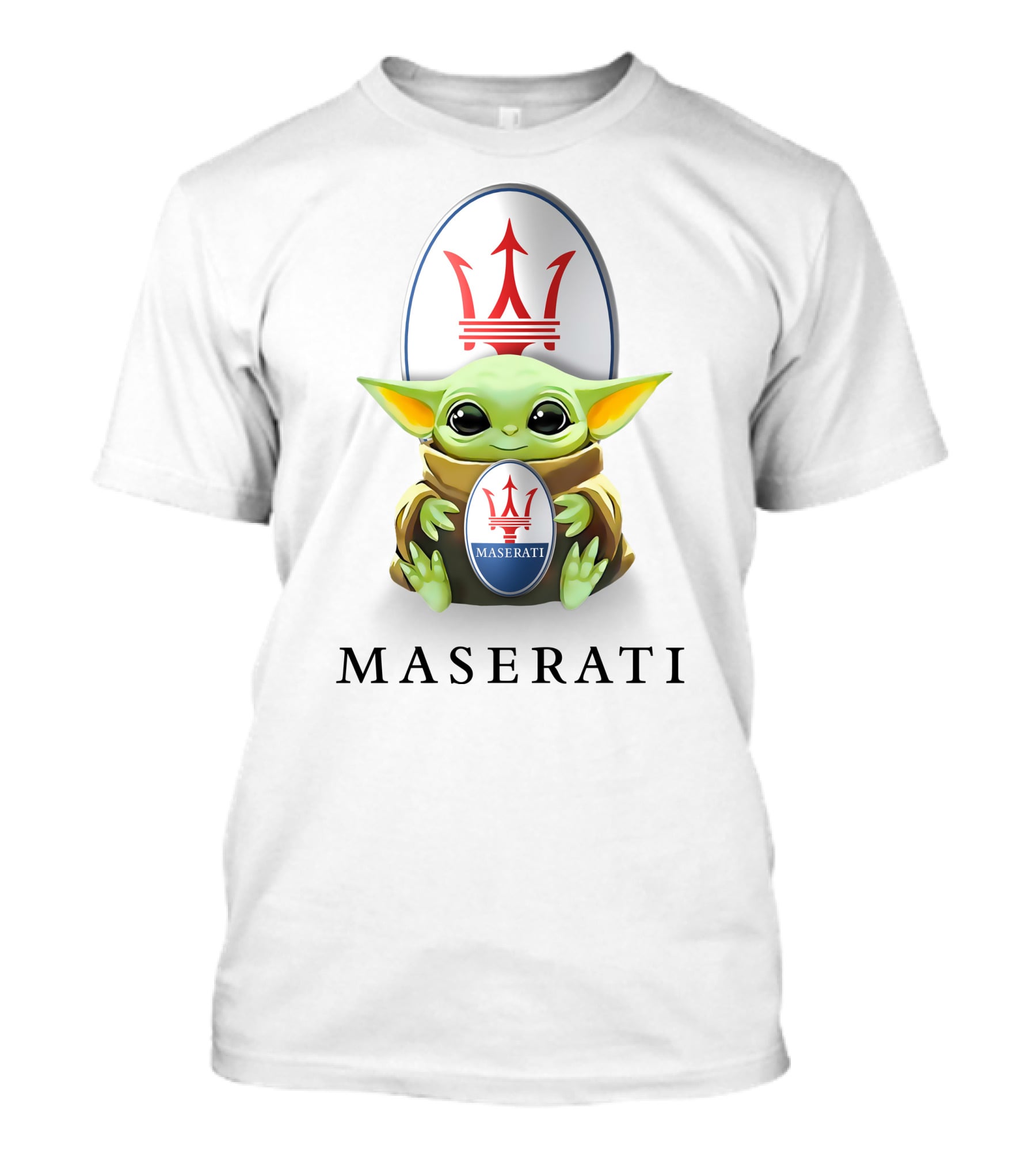 Maserati Emblem Baby Yoda Hugging T-Shirt