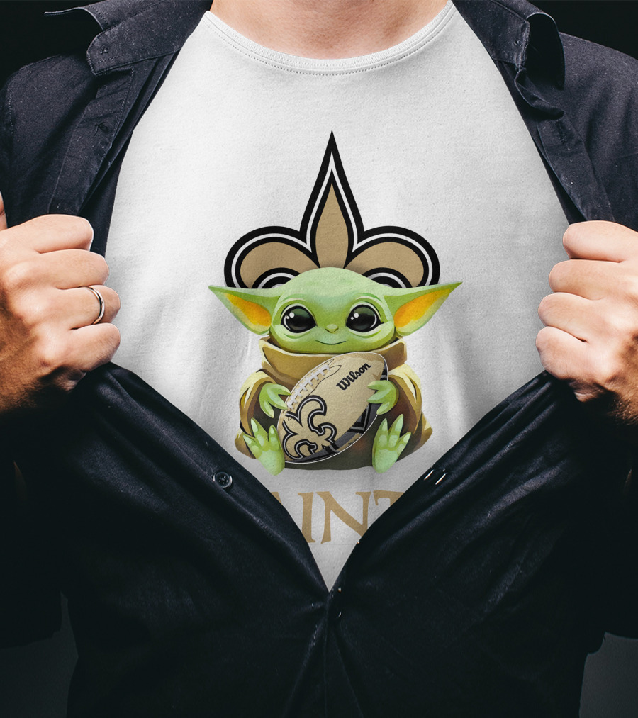Baby Yoda Saints Football Wilson New Orleans Fleur-De-Lis T-Shirt