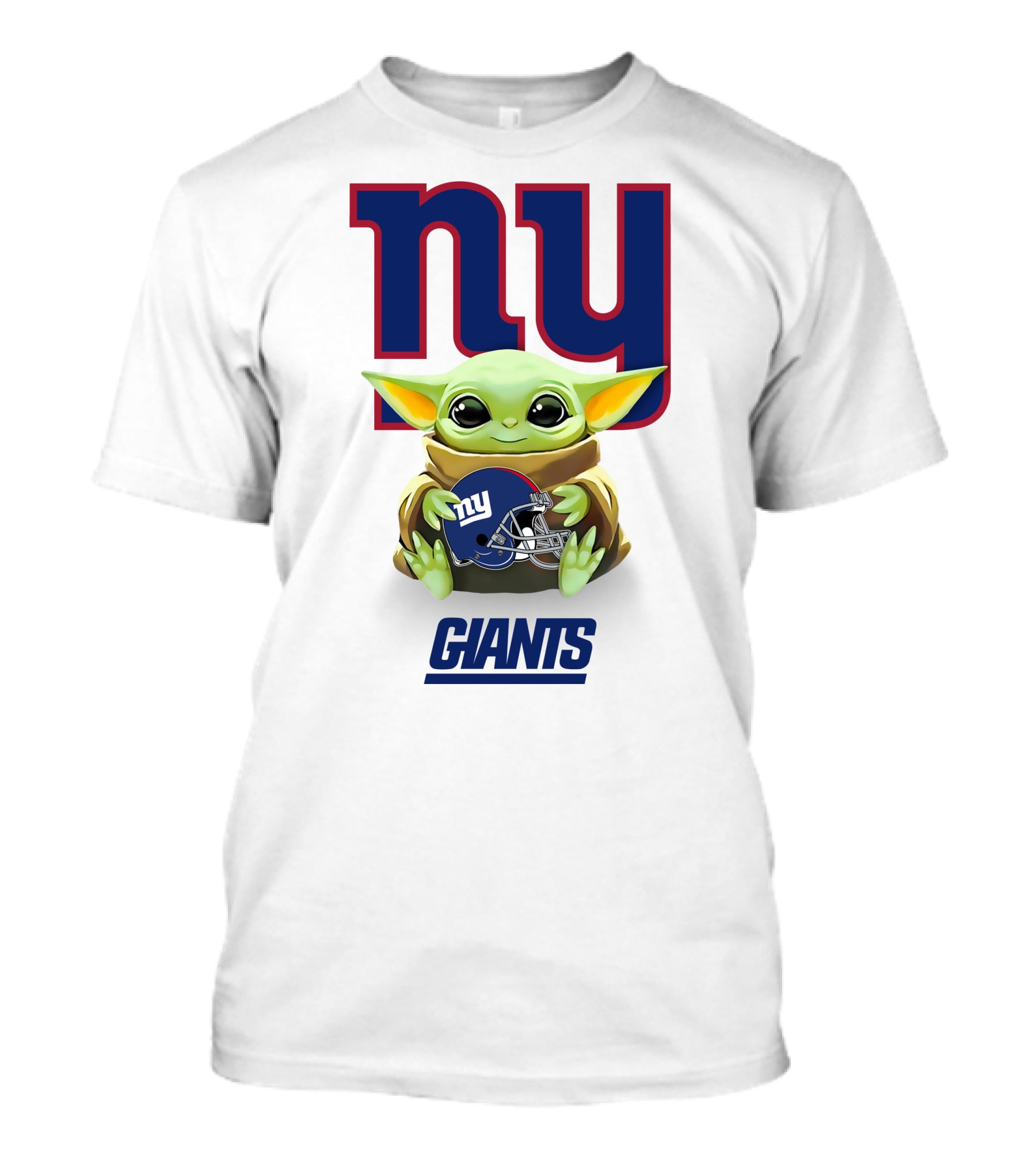 Baby Yoda Holding New York Giants Helmet With Ny T-Shirt