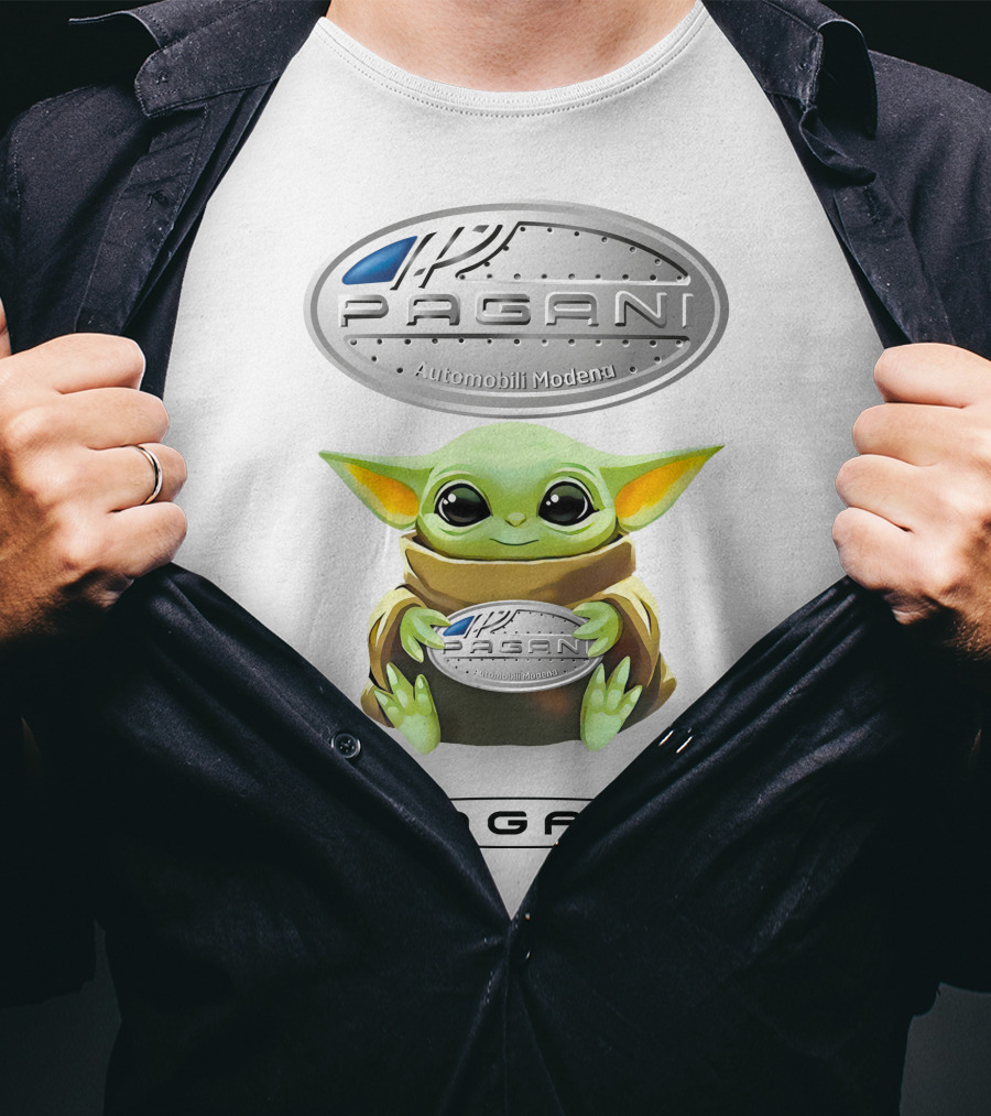 Baby Yoda Holding Pagani Automobili Modena Oval T-Shirt