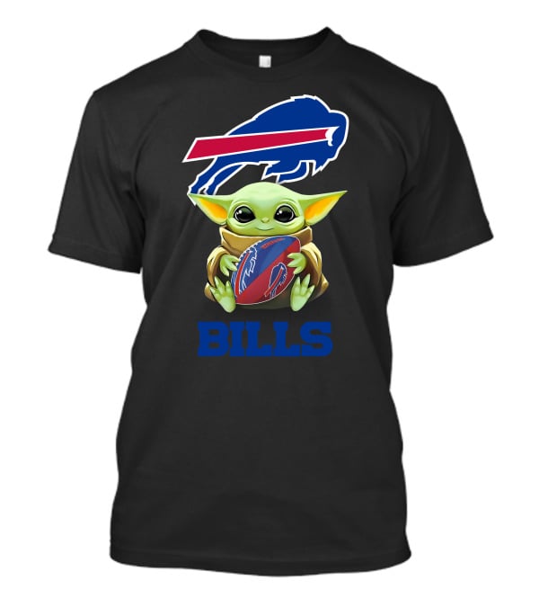 Star Wars Baby Yoda Holding Buffalo Bills Football T-Shirt