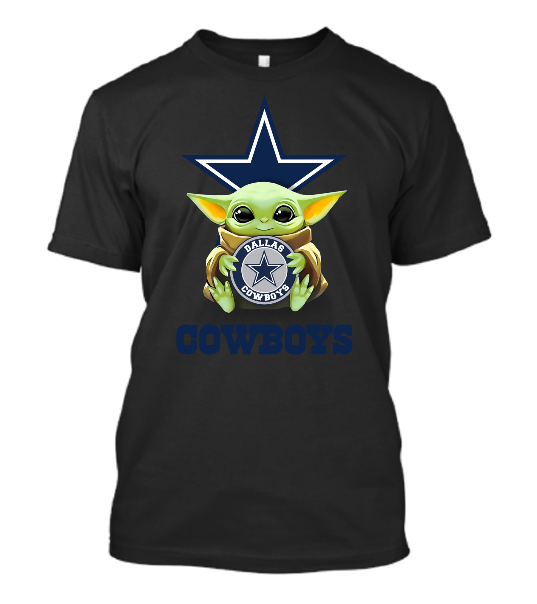 Star Wars Baby Yoda Dallas Cowboys Star Logo Hugging T-Shirt