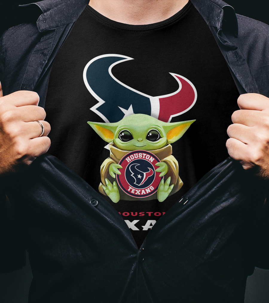 Star Wars Baby Yoda Houston Texans Hug T-Shirt