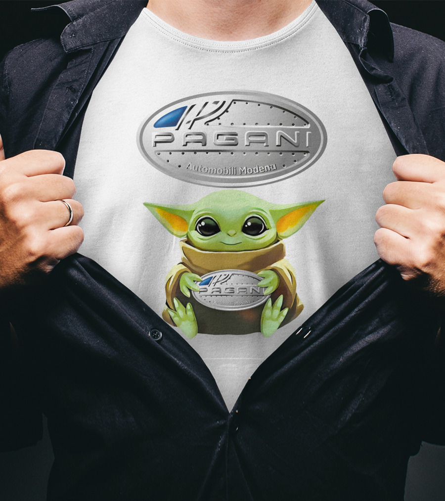 Star Wars Baby Yoda Holding Pagani Automobili Modena T-Shirt