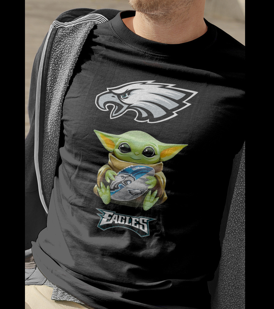 Star Wars Baby Yoda Philadelphia Eagles Football Fan Tailgate T-Shirt