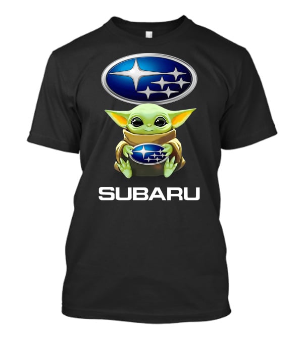 Star Wars Baby Yoda Holding Subaru Emblem T-Shirt