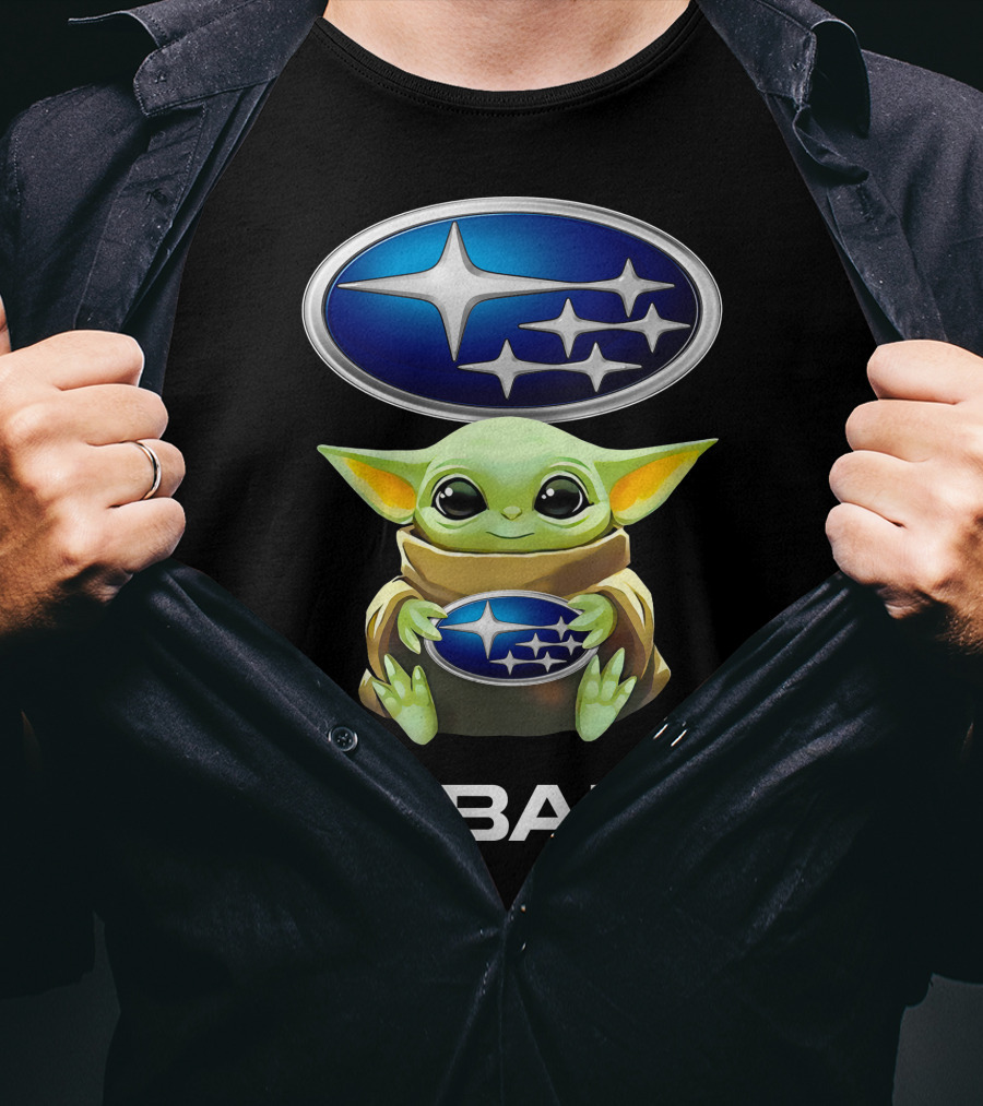 Star Wars Baby Yoda Holding Subaru Emblem T-Shirt