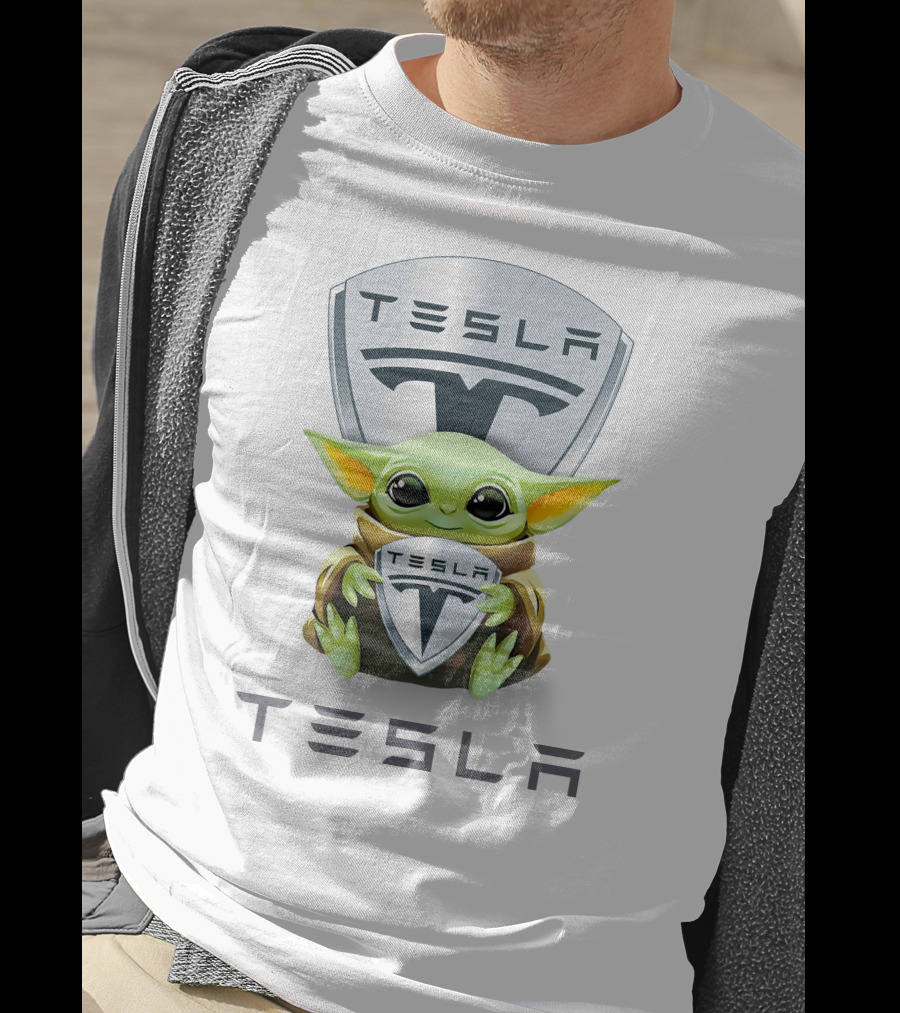 Star Wars Baby Yoda Holding Tesla T-Shirt