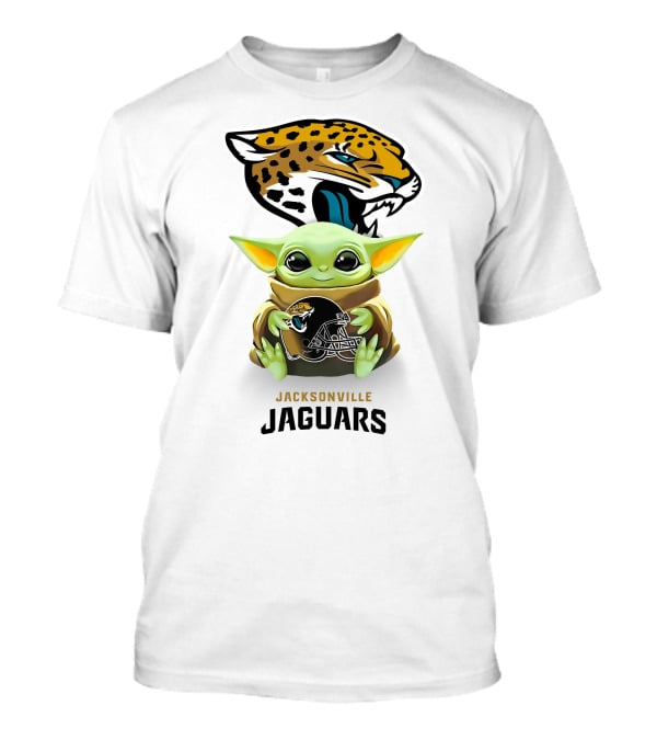 Baby Yoda Jacksonville Jaguars Helmet Hugging Jaguar T-Shirt