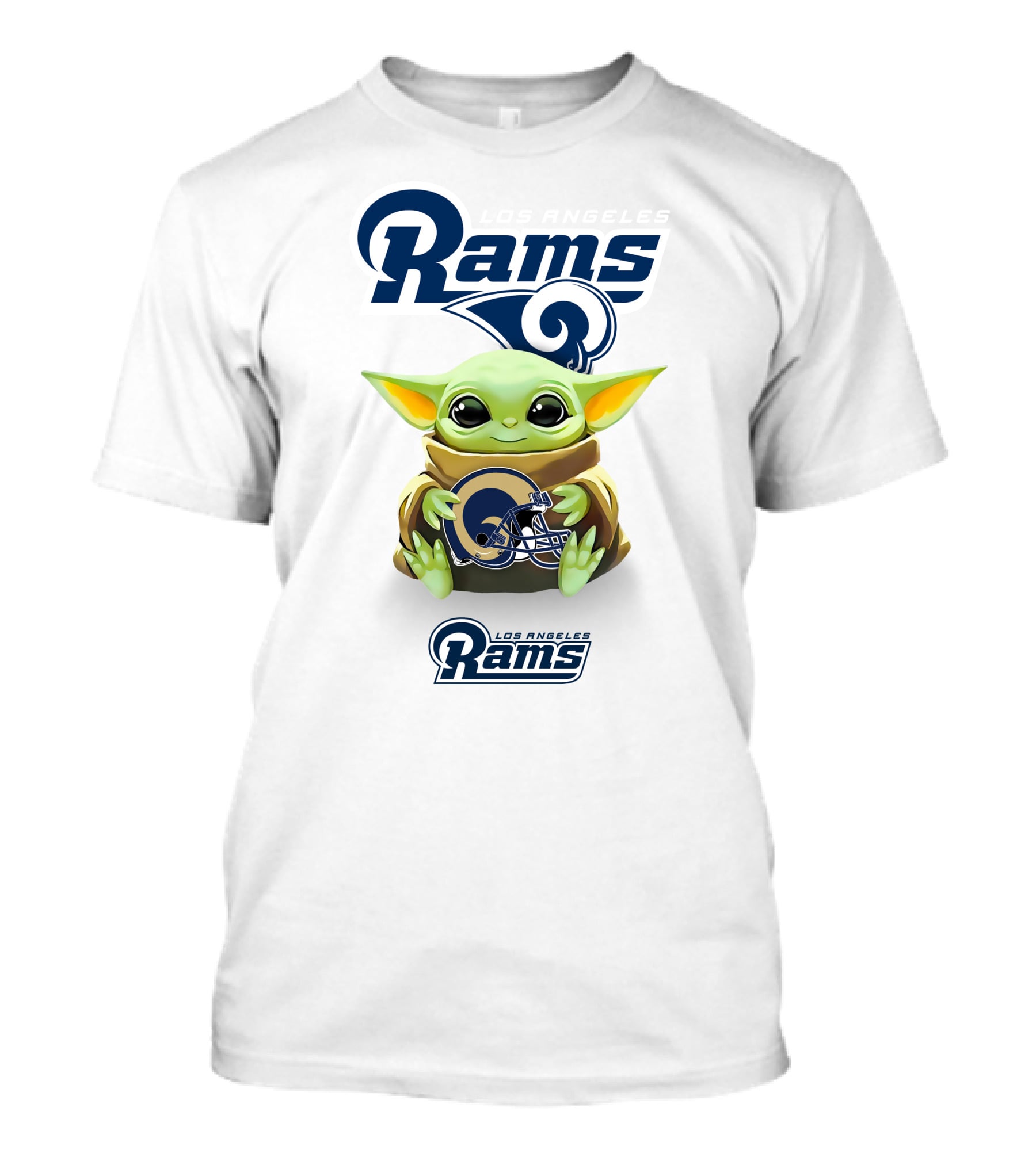 Baby Yoda Hug Rams Los Angeles Rams Helmet T-Shirt