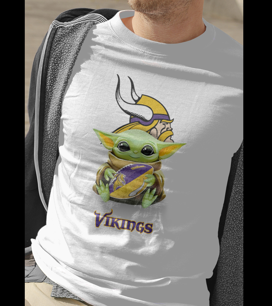 Baby Yoda Vikings Football Tailgate Minnesota Hug White T-Shirt