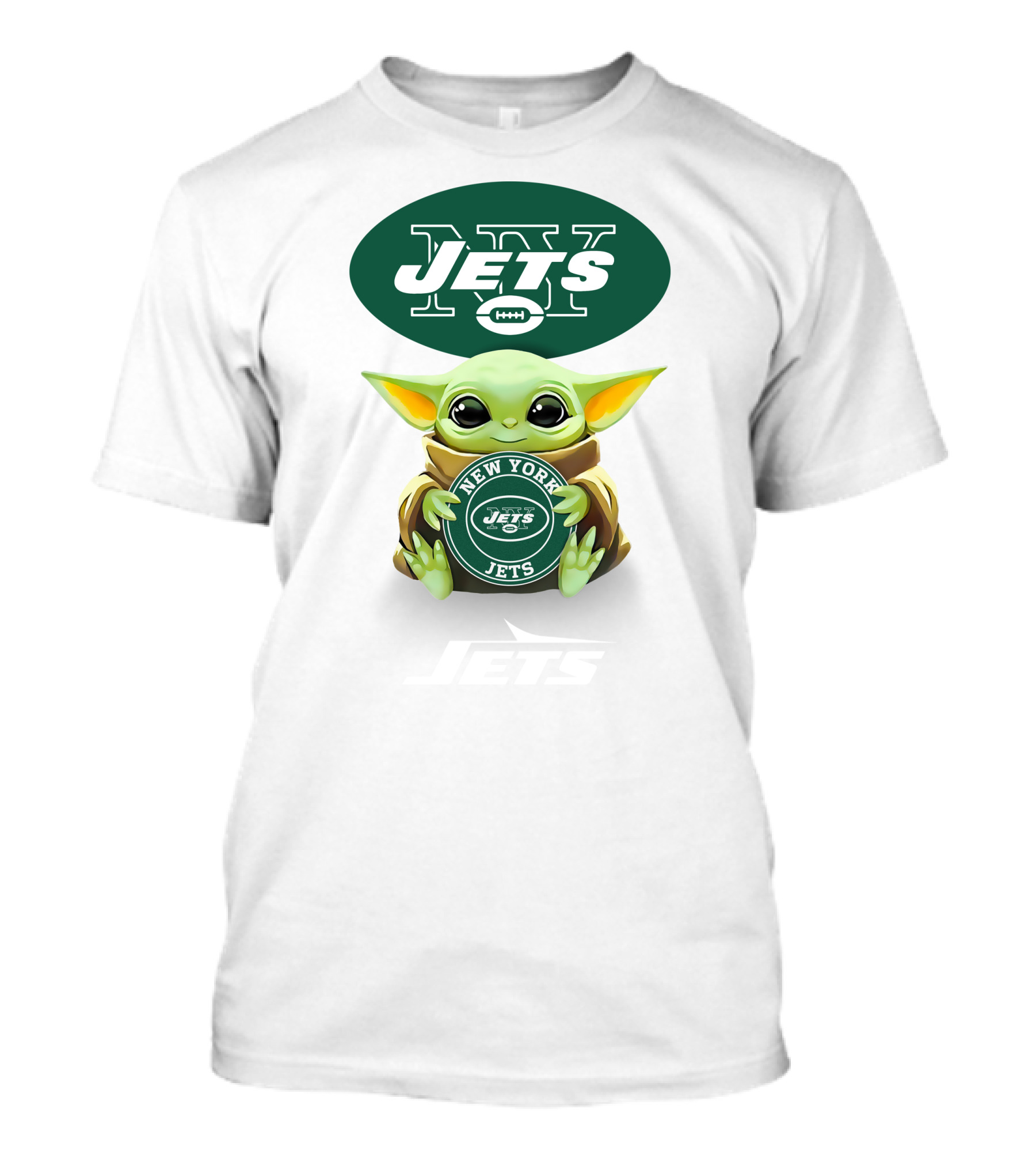 Baby Yoda Holding New York Jets Football T-Shirt