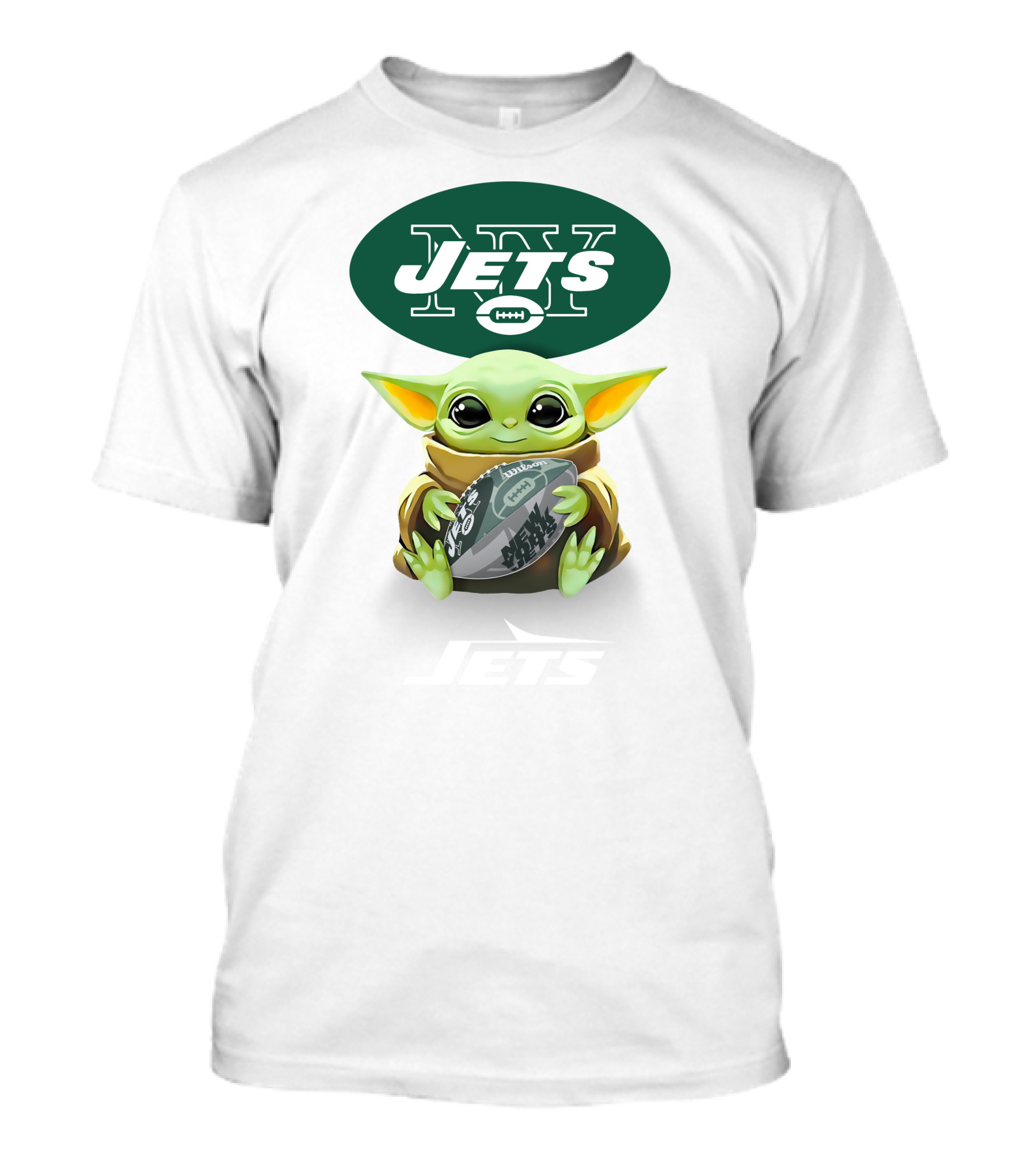 Baby Yoda Hugging New York Jets Football T-Shirt