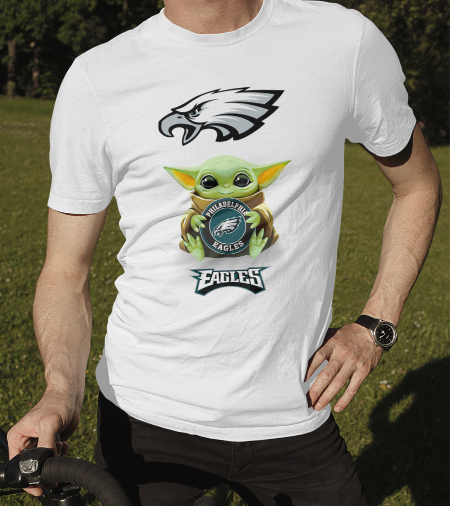 Baby Yoda Philadelphia Eagles Hug Logo Eagles T-Shirt