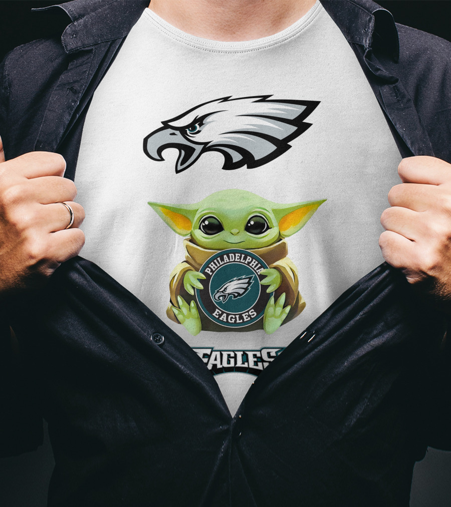 Baby Yoda Philadelphia Eagles Hug Logo Eagles T-Shirt