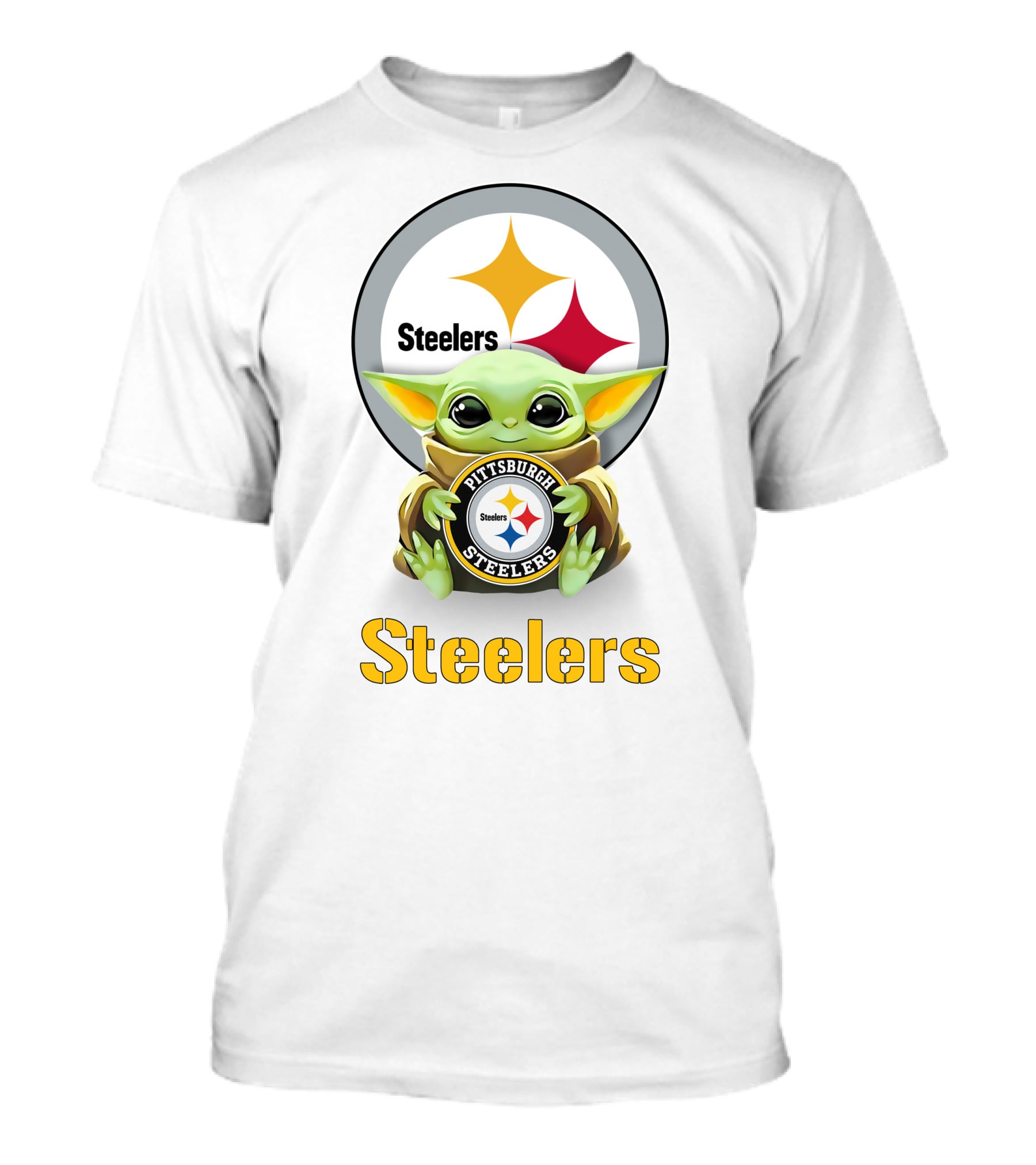 Baby Yoda Hug Pittsburgh Steelers Logo Steelers T-Shirt