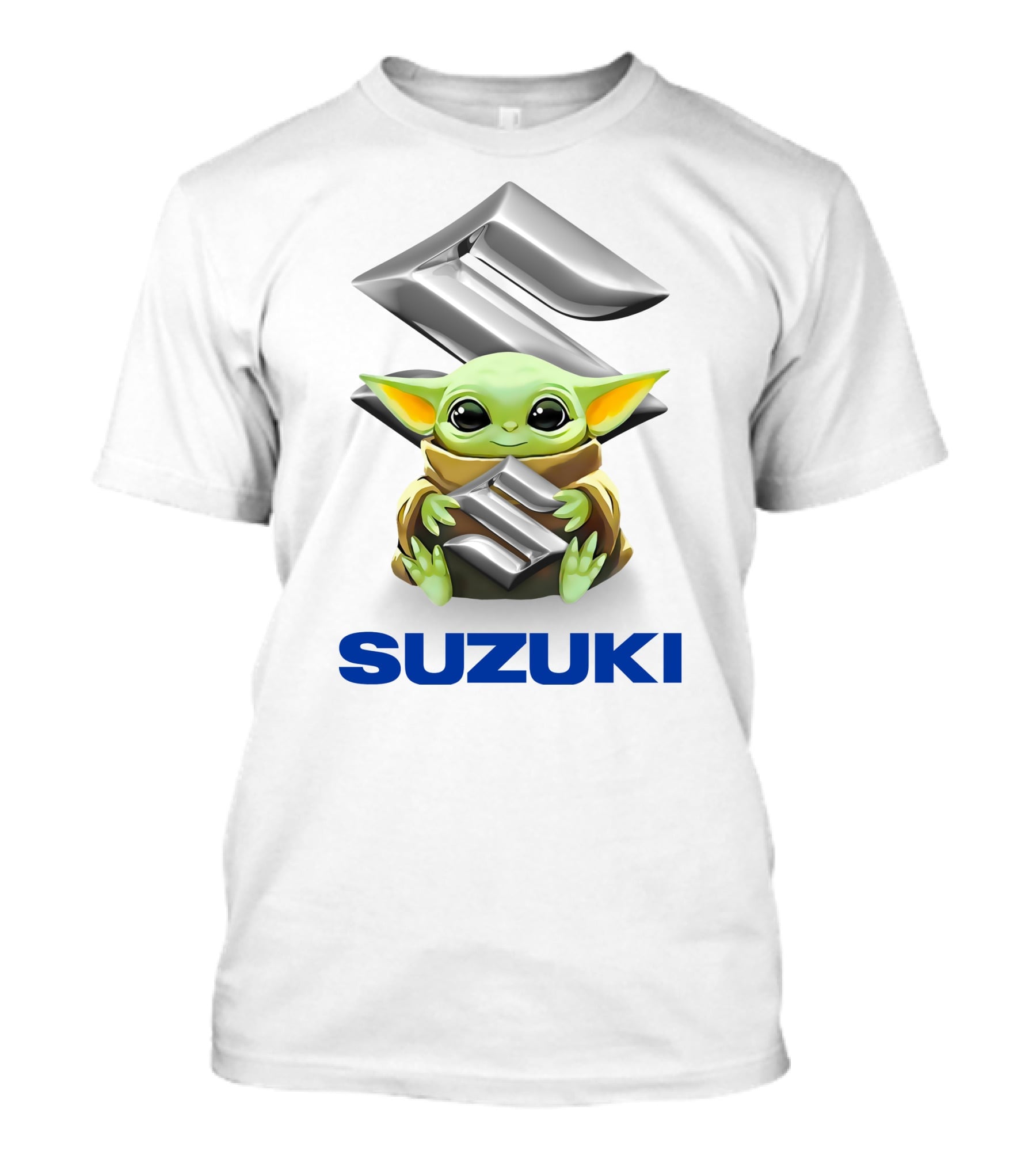 Baby Yoda Holding Suzuki Logo Emblem T-Shirt