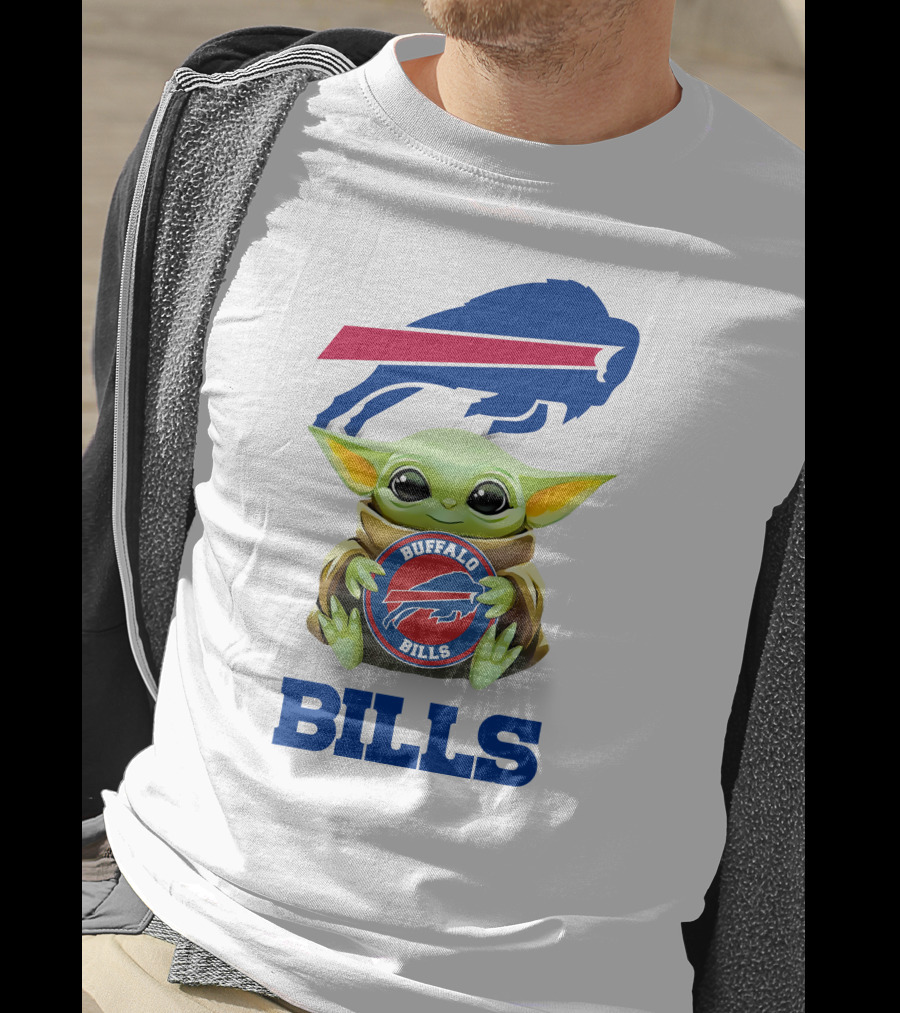 Buffalo Bills Baby Yoda Star Wars Hugging Team Logo White T-Shirt