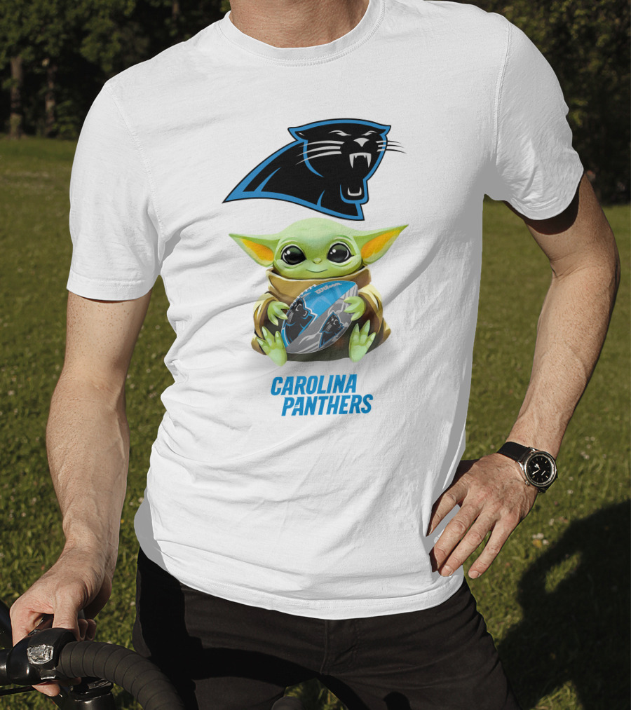 Star Wars Baby Yoda Hug Carolina Panthers Football T-Shirt