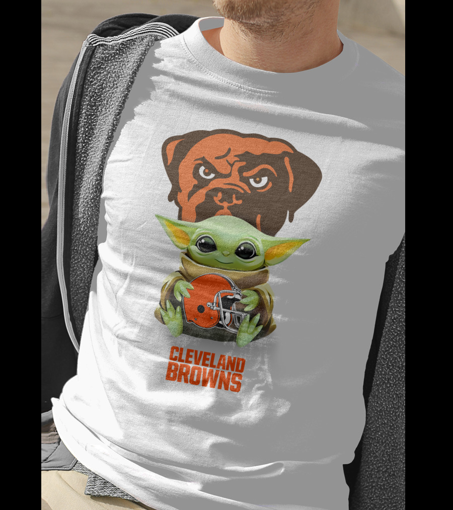 Star Wars Baby Yoda Cleveland Browns Helmet Cleveland Browns T-Shirt