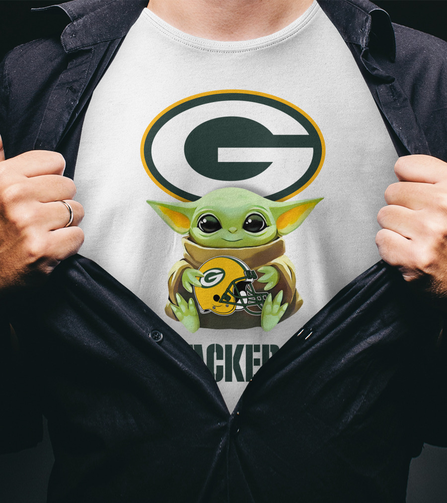 Star Wars Baby Yoda Holding Green Bay Packers Helmet Packers T-Shirt