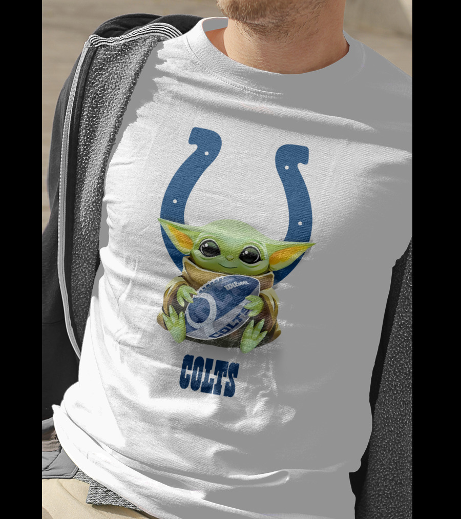 Star Wars Baby Yoda Hug Colts Football Indianapolis Fan Tailgate T-Shirt