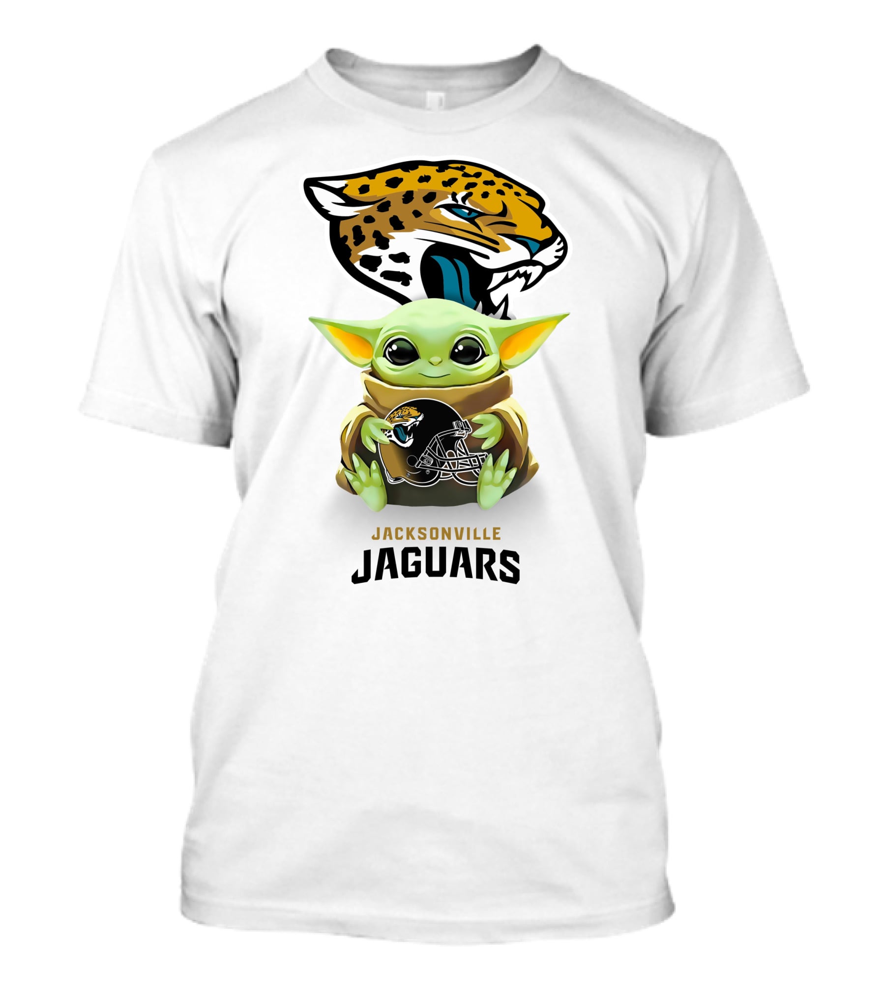 Star Wars Baby Yoda Holding Jacksonville Jaguars Helmet T-Shirt