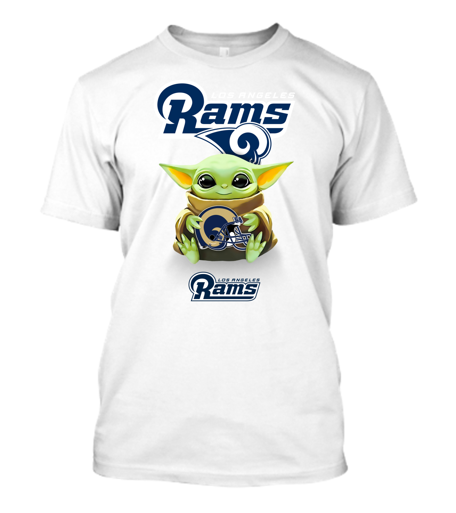 Rams Star Wars Baby Yoda Los Angeles Rams Helmet Hug T-Shirt