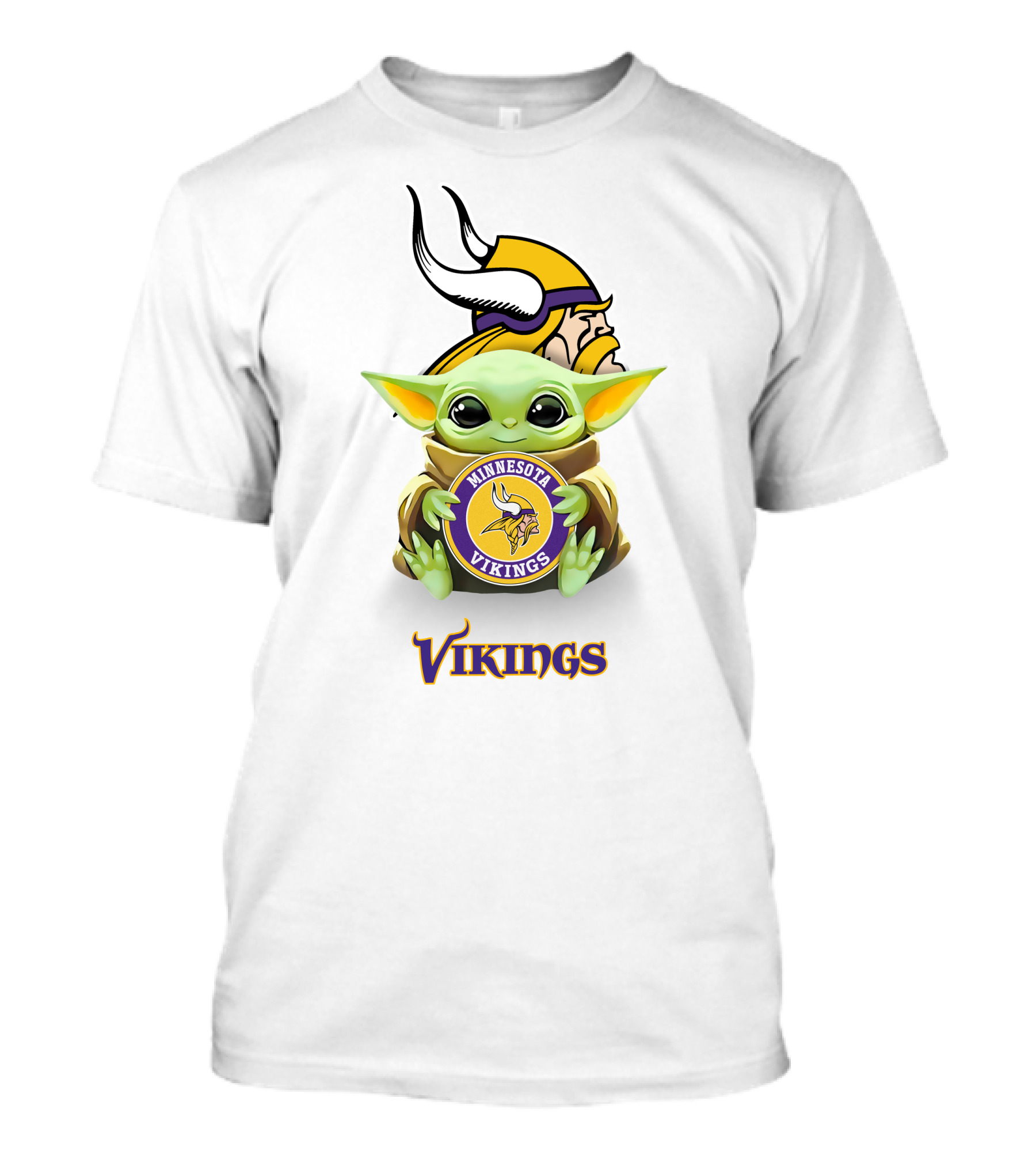 Star Wars Baby Yoda Holding Minnesota Vikings Vikings Logo White T-Shirt