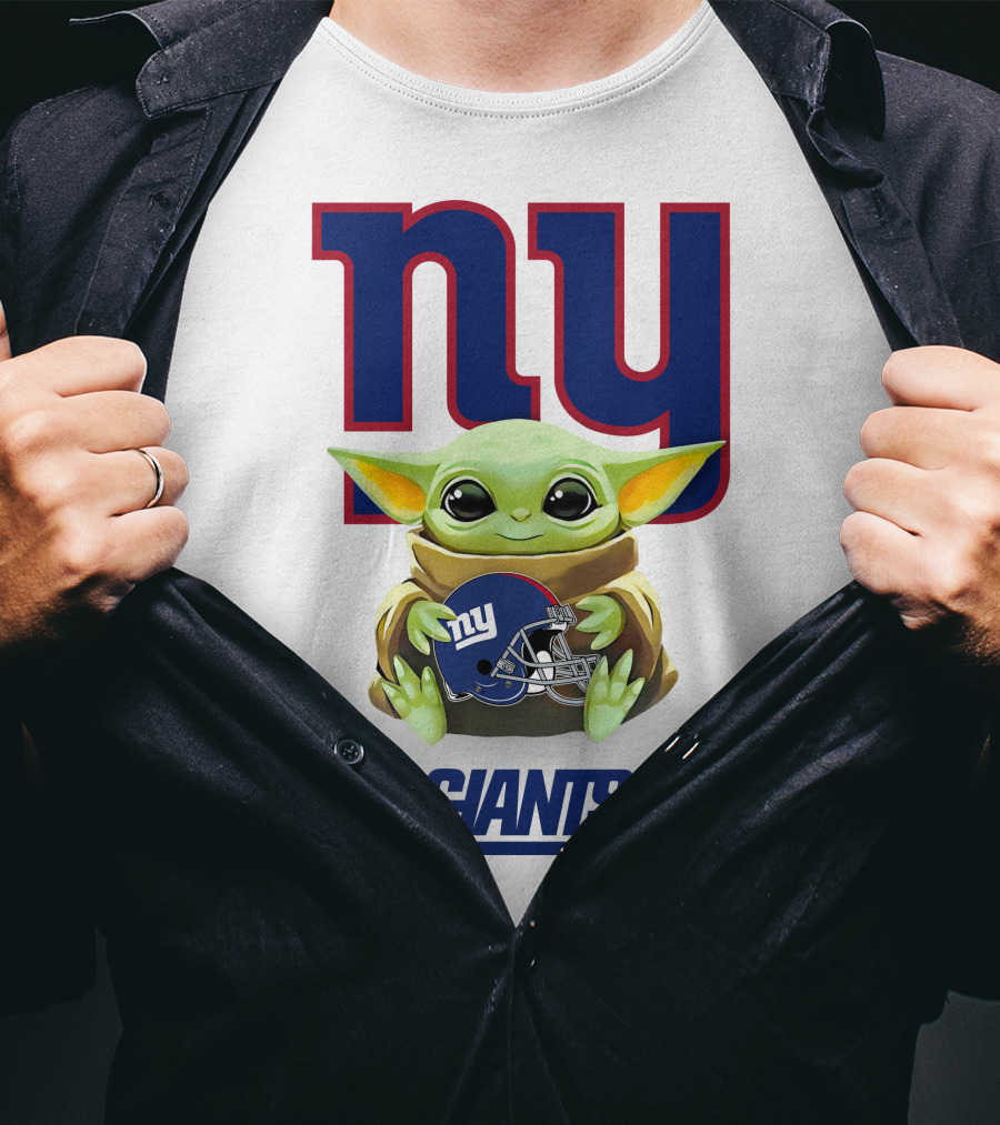 Star Wars Baby Yoda Holding New York Giants Helmet NY Giants T-Shirt