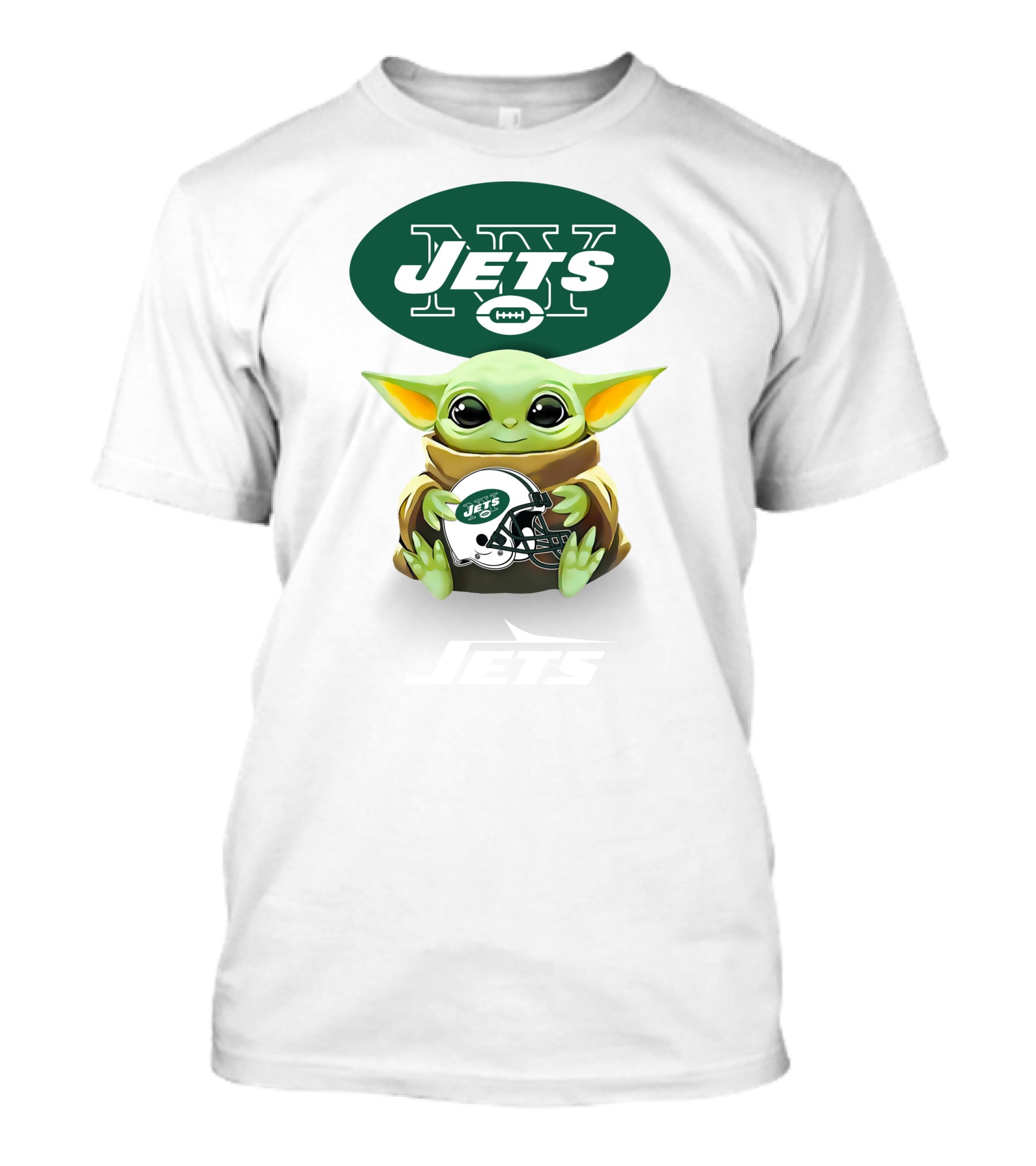 Star Wars Baby Yoda Holding New York Jets Helmet Jets T-Shirt