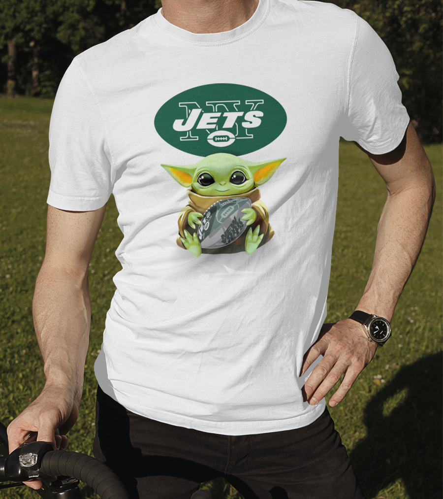 Star Wars Baby Yoda Hug New York Jets Football T-Shirt
