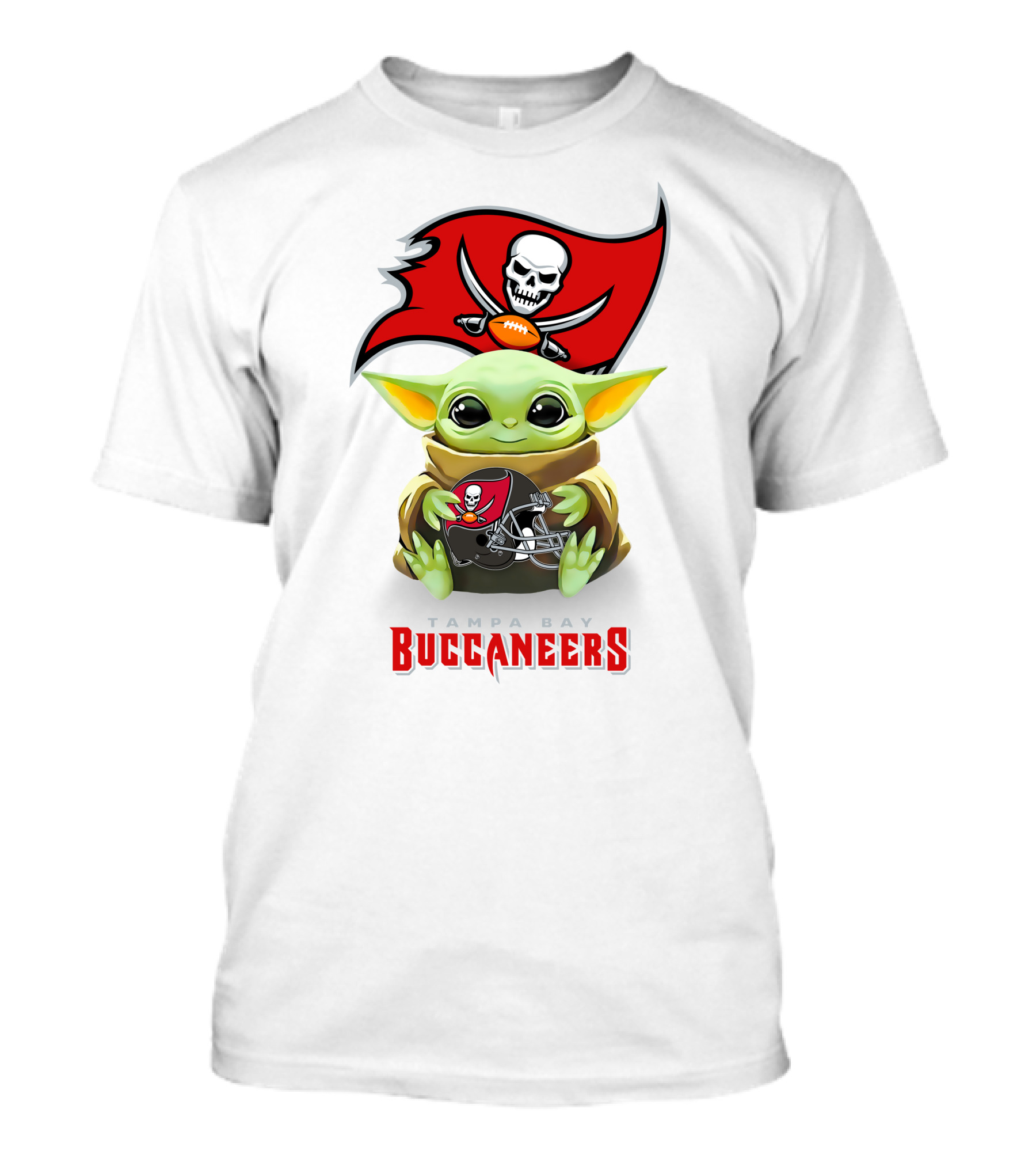 Star Wars Baby Yoda Hug Tampa Bay Buccaneers Helmet T-Shirt