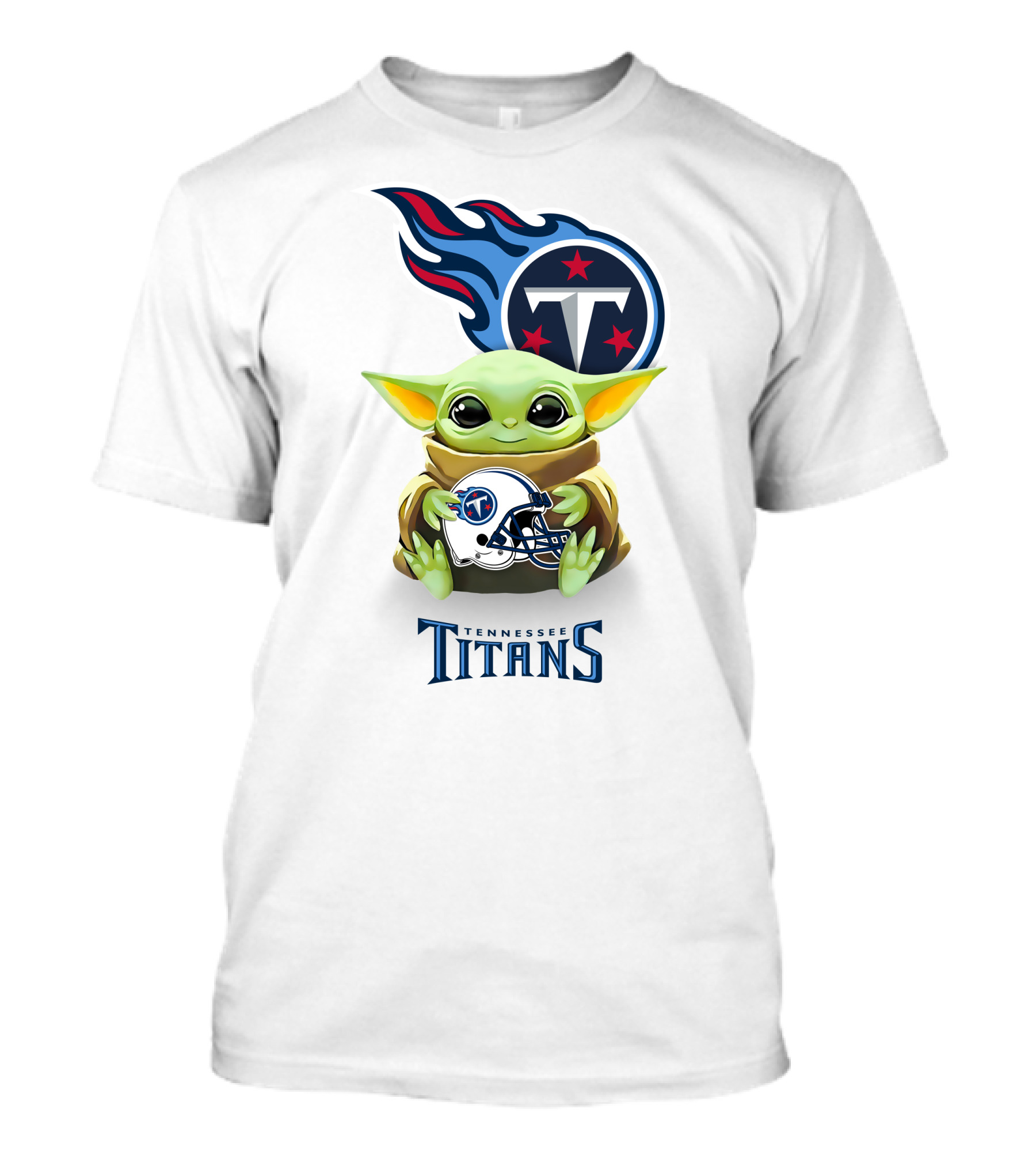 Star Wars Baby Yoda Holding Tennessee Titans Helmet T-Shirt