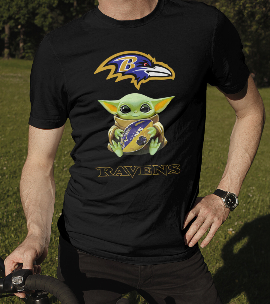 Grogu Baltimore Ravens Football Hug Tailgate T-Shirt