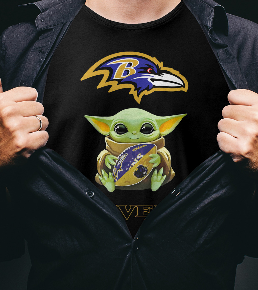 Grogu Baltimore Ravens Football Hug Tailgate T-Shirt