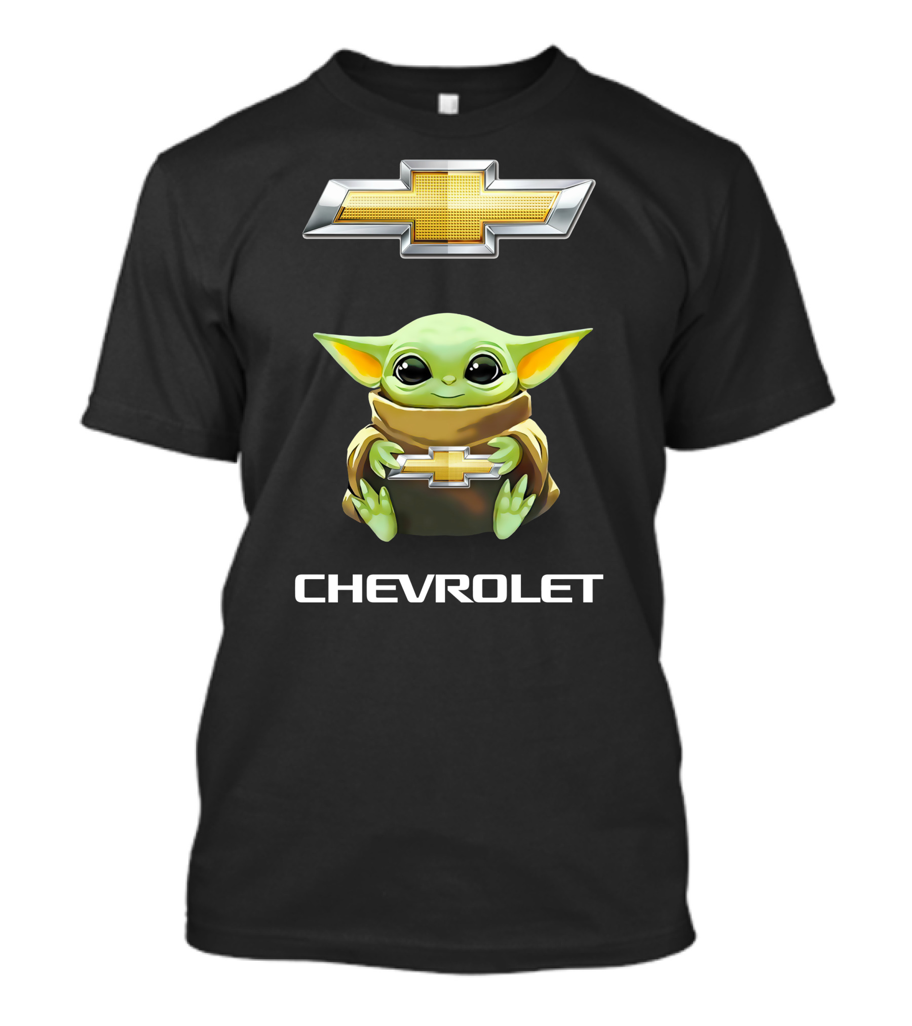 Grogu Holds Chevrolet Logo With Star Wars T-Shirt