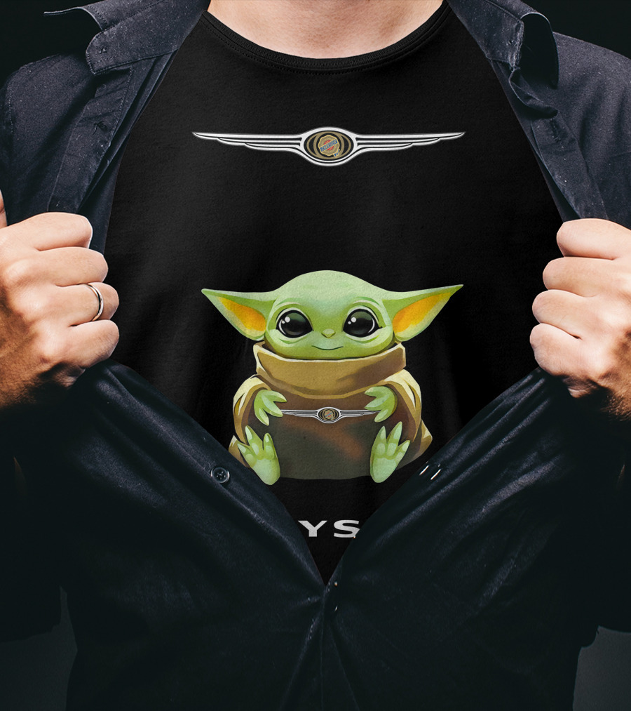 Chrysler Logo Grogu Hugging Pop Culture Icon Baby Yoda T-Shirt