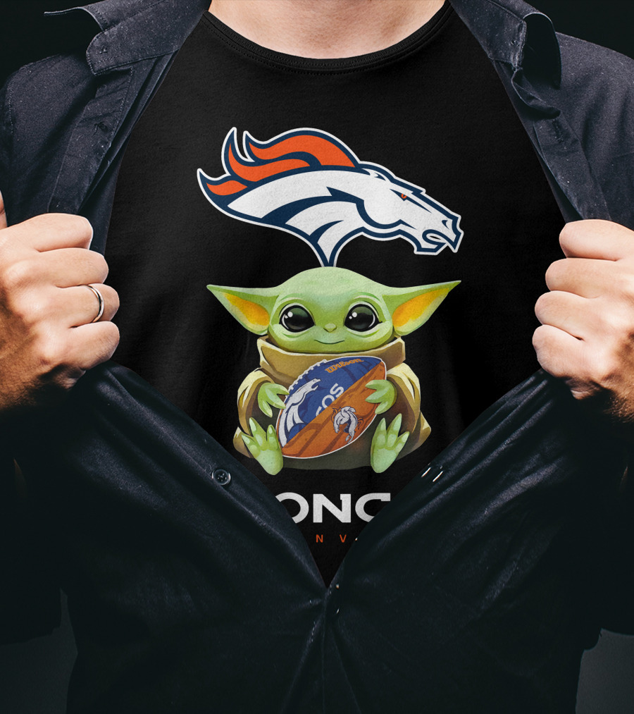 Grogu Hug Broncos Denver Football Tailgate T-Shirt