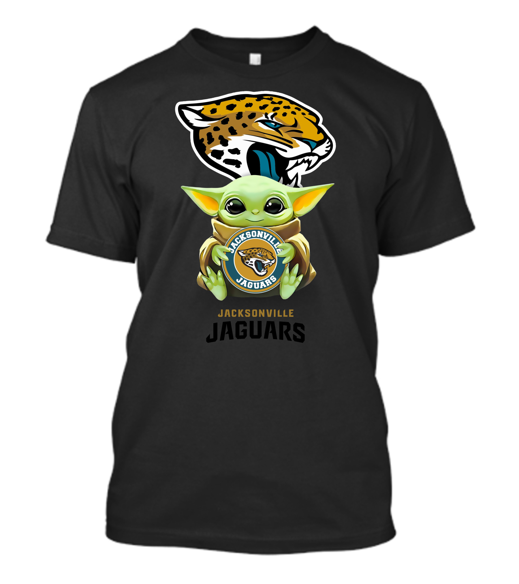 Grogu Holding Jacksonville Jaguars Icon With Emblem And Jaguar Head T-Shirt