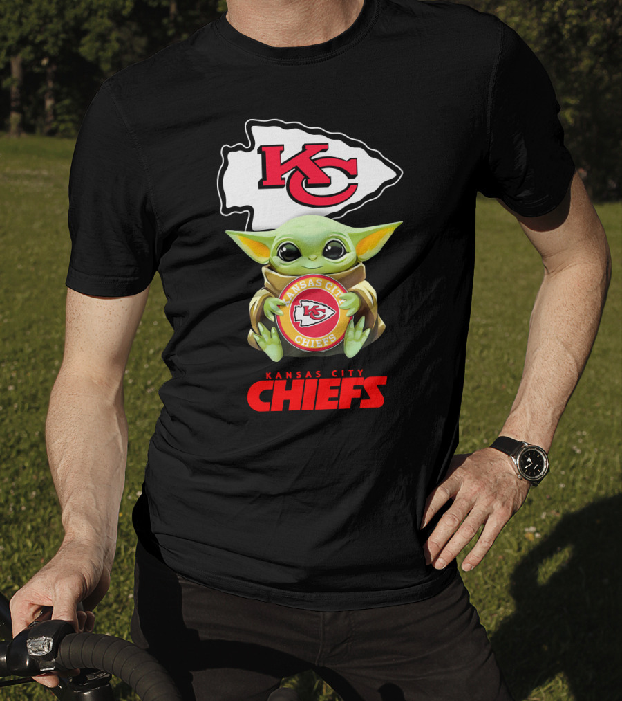 Grogu Hugging Kansas City Chiefs Logo Chiefs Icons T-Shirt