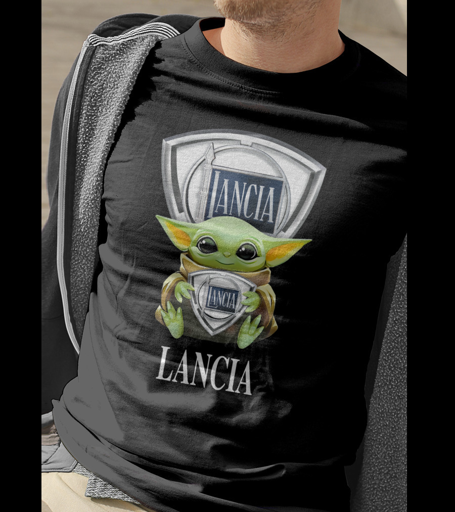 Grogu Holding Lancia Logo With Shield Emblem T-Shirt