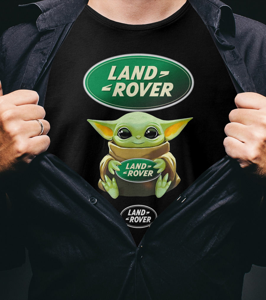 Grogu Holding Land Rover Logo Hug T-Shirt