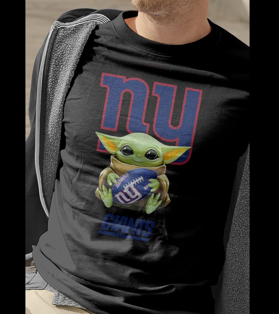 Grogu Hugging New York Giants Football T-Shirt