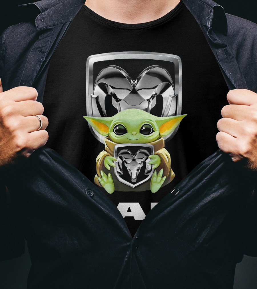 Grogu Holding Ram Logo With Ram Text T-Shirt