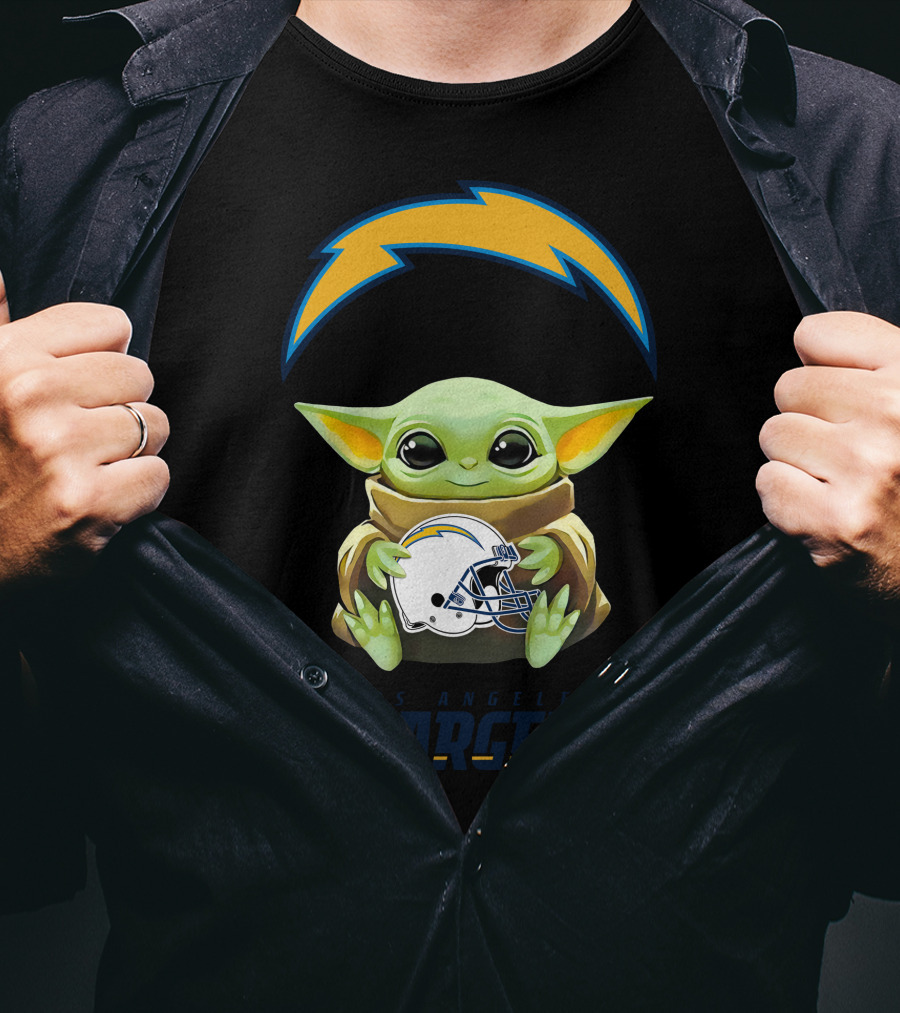 Grogu Hug Los Angeles Chargers Helmet T-Shirt