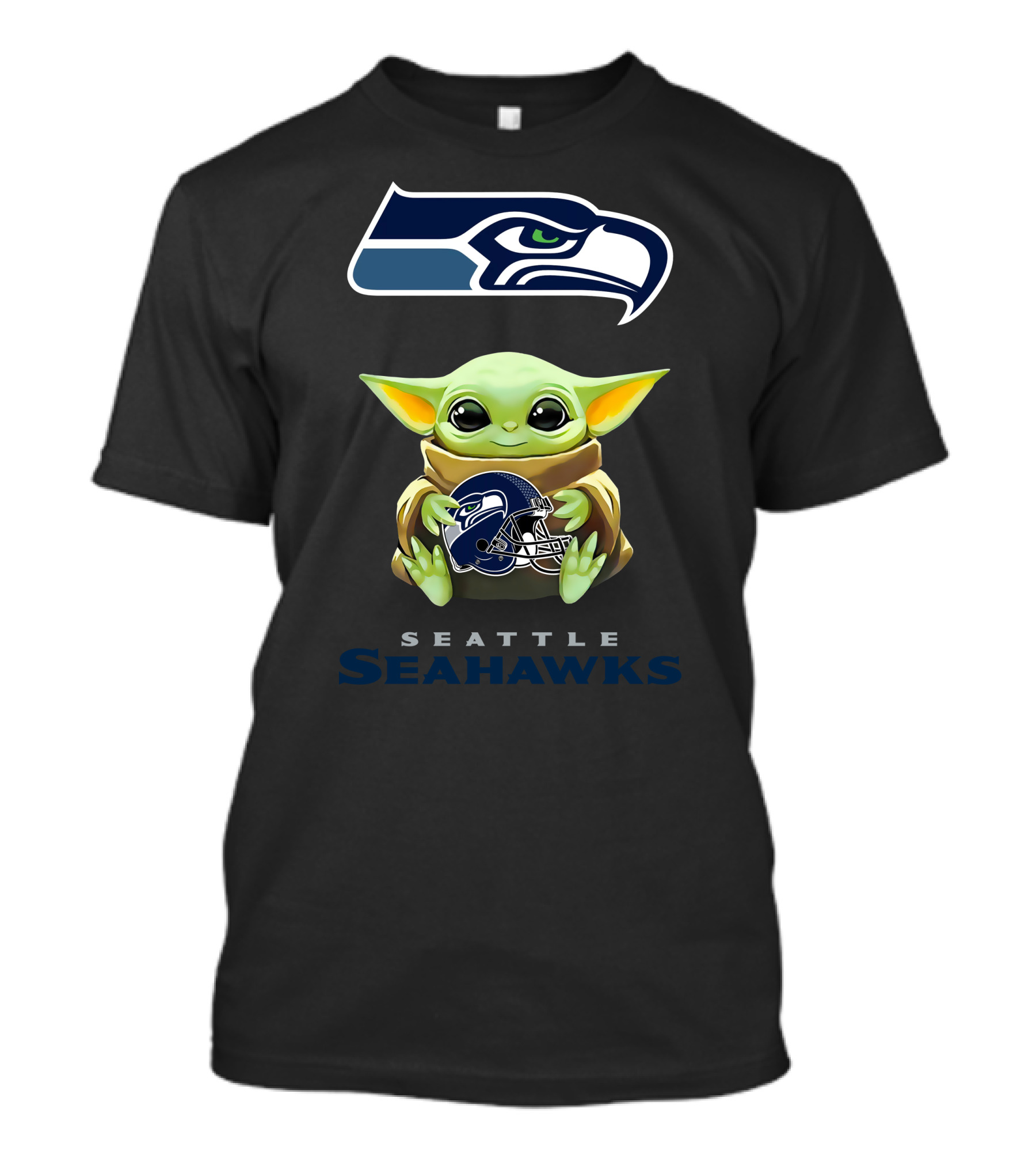 Grogu Hugging Seattle Seahawks Helmet T-Shirt